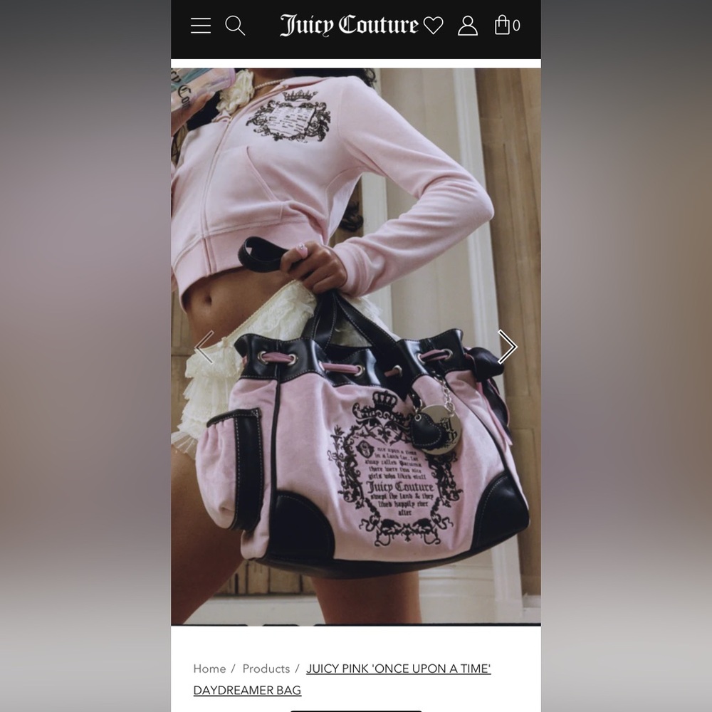 Juicy Couture Pink and Black Fairytale Once upon a time Daydreamer Tote Bag UK